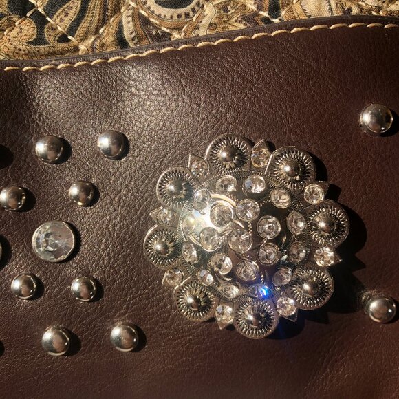 Rustic Couture medium maximalist  studs quilted handbag satchel bag - Picture 12 of 16